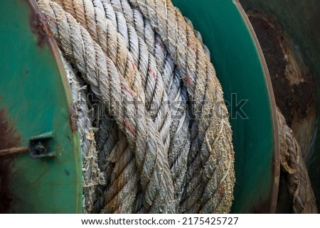 Coiled rope as a detail of a ship