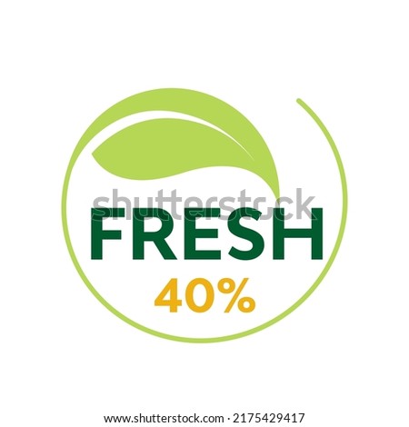 40% Vector llustration graphics design of Fresh food label ,sticker icon or logo on white background vector design illustration. Suitable for product
label