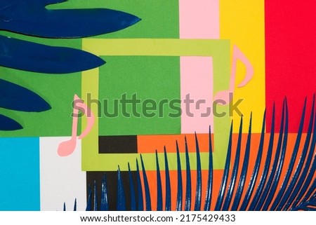 art colorful wallpaper for green frame with musical notes, artistic summer wallpaper, copy space, product space, abstract background