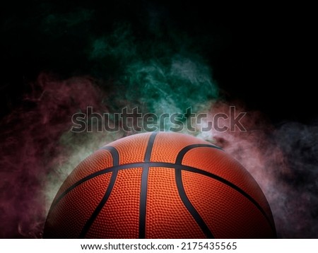 basketball on the color smoke background