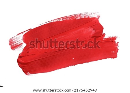 Red brush isolated on white background. Red watercolor.