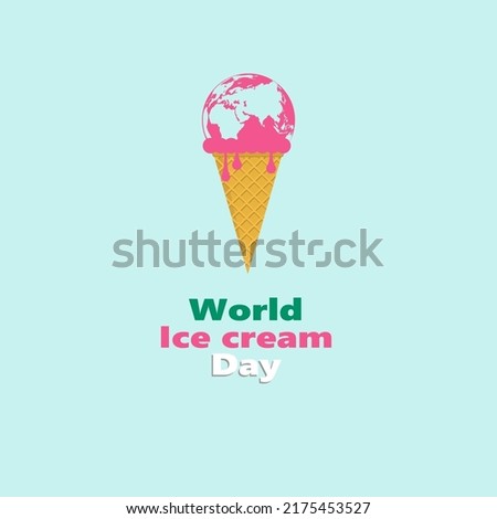 world ice cream day vector ,globe or world ice cream ,flat design illustration