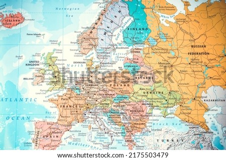 High detailed political map of Europe Royalty-Free Stock Photo #2175503479