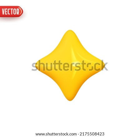 Star yellow golden colors. Realistic 3d design In plastic cartoon style. Icon isolated on white background. Vector illustration