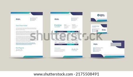 Corporate Business Branding Identity Design or Stationery Design  Letterhead  Business Card Invoice  Envelope  Startup Design Royalty-Free Stock Photo #2175508491