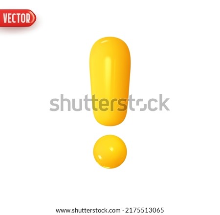 Exclamation sign yellow colors. Realistic 3d design In plastic cartoon style. Icon isolated on white background. Vector illustration Royalty-Free Stock Photo #2175513065