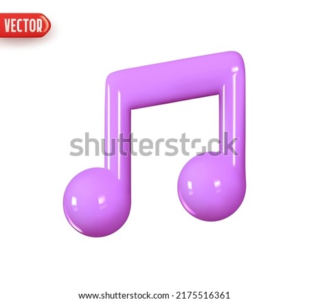 Music note is symbol denoting a musical sound. Realistic 3d design In plastic cartoon style. Icon isolated on white background. Vector illustration
