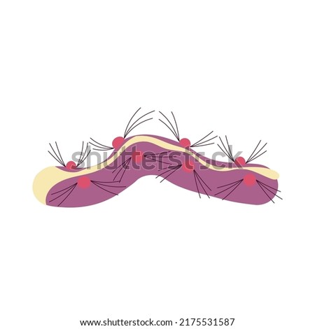 Red caterpillar top view isolated on a white background. Flat Art Vector Illustration