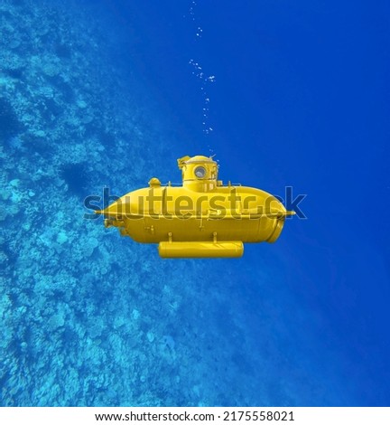 Small yellow submarine on the dive, (is of course a picture montage).