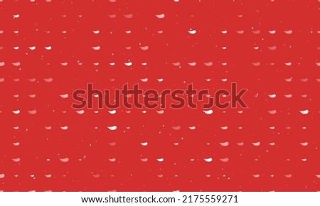 Seamless background pattern of evenly spaced white eggplant symbols of different sizes and opacity. Vector illustration on red background with stars