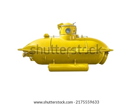 Old small yellow submarine, cropped. Royalty-Free Stock Photo #2175559633