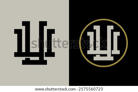 Monogram Logo, Initial letters U or UU, Interlock, Modern, Sporty, Black, Cream and Gold Color