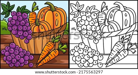 Thanksgiving Harvest Fruits Vegetable Illustration