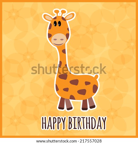 vector illustration of greeting card with cute giraffe
