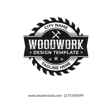 Woodwork and Carpentry Logo Design Template Royalty-Free Stock Photo #2175580099