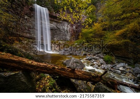 Stony Kill Falls - Long Exposure of Waterfall in Autumn - Minnewaska State Park - Catskill Mountains + Appalachian Mountain Region - New York Royalty-Free Stock Photo #2175587319
