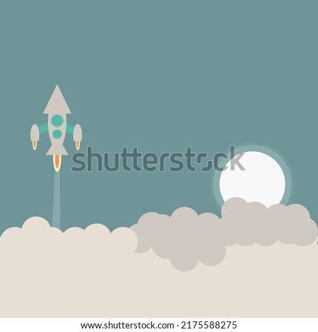 A rocket that flies through the clouds into space professionally