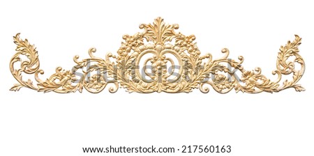 old antique gold frame Stucco walls greek culture roman vintage style pattern line design for border isolated on white background with clipping path. 