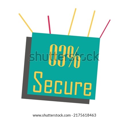 3% Secure Sign label vector and illustration art with fantastic font yellow color combination in green background