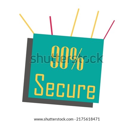 90% Secure Sign label vector and illustration art with fantastic font yellow color combination in green background