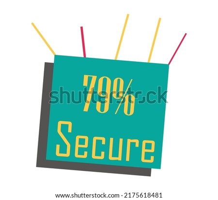 79% Secure Sign label vector and illustration art with fantastic font yellow color combination in green background