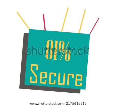 81% Secure Sign label vector and illustration art with fantastic font yellow color combination in green background