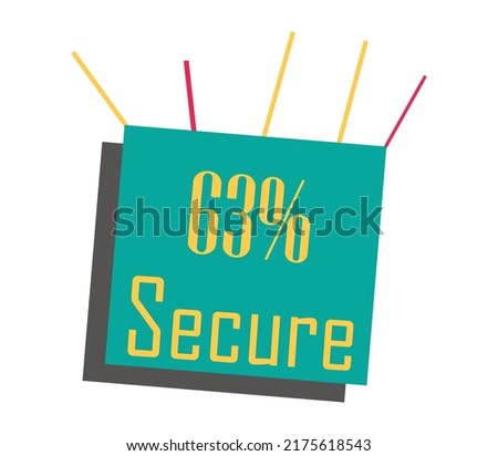 63% Secure Sign label vector and illustration art with fantastic font yellow color combination in green background