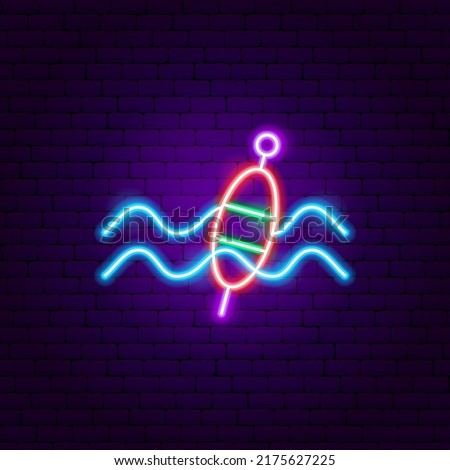 Float Neon Sign. Vector Illustration of Fishing Promotion.
