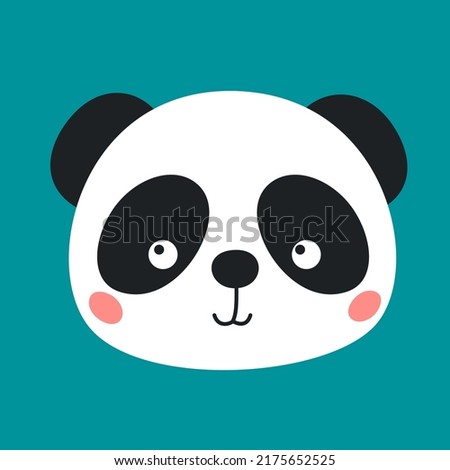 Cute Panda Face , Isolated on White, Vector Icon. Flat Cartoon Illustration, Clipart. 