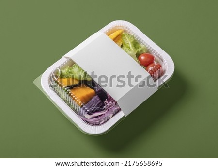 Takeaway food container box mockup with vegetable and fruit, copy space for your logo or graphic design Royalty-Free Stock Photo #2175658695