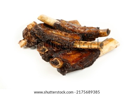 Beef bones ribs stacked together