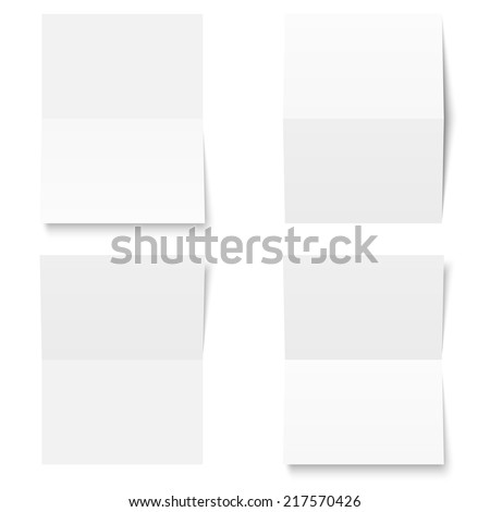 Set - blank sheet of white paper - folded Royalty-Free Stock Photo #217570426