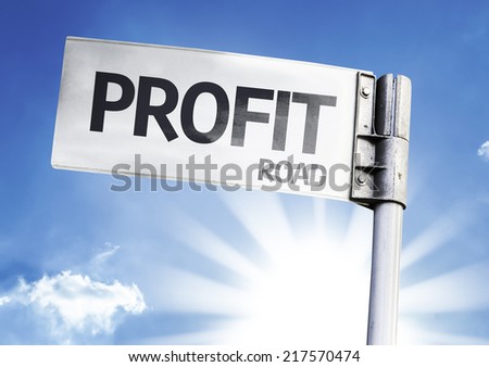 Profit written on the road sign