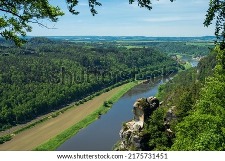 View from the bastion of the Elbe Sandstone Mountains to the Elbe Valley
