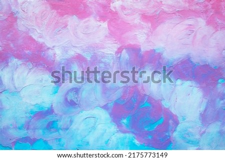Purple blue abstract clouds texture backdrop. Hand-painted oil pastel creative colorful art backgrounds