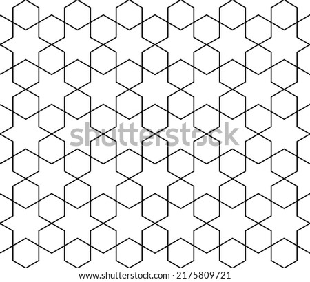 Geometric seamless patten black and white art deco with hexagon shape.Vector illustartion.