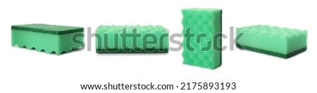 Set with cleaning sponges on white background. Banner design Royalty-Free Stock Photo #2175893193