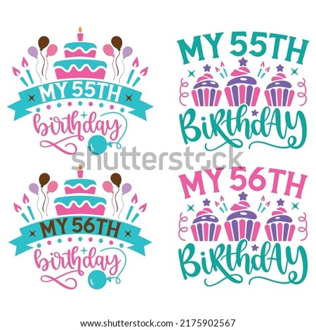 Happy Birthday T-shirt And SVG Design Bundle, Happy Birthday card design elements. Birthday party design for postcard graphic design. Vector EPS Editable File Bundle, can you download this bundle.