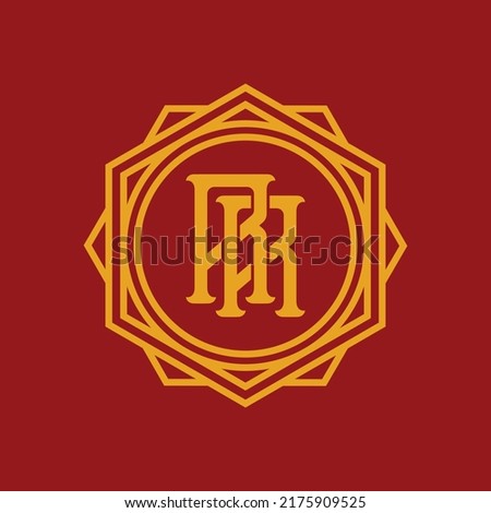 Monogram Logo, Initial letters R or RR, Interlock, Modern, Sporty, Yellow Color on Red Background
