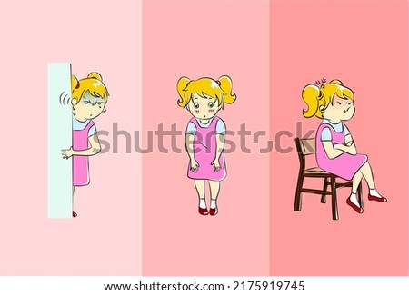 A girl cartoon character - wow, suspicious, angry