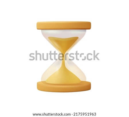 3D Clock icons, Time icon symbol vector. Golden hourglass isolated on white background. Vintage sandglass with sand inside to measure time. Time is money business time management concept icon render Royalty-Free Stock Photo #2175951963