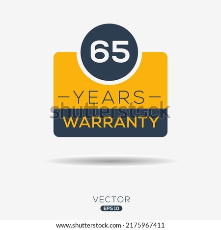 65 years warranty seal stamp, vector label.