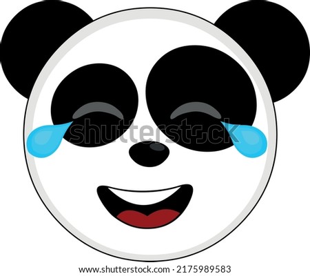 Vector illustration of the face of a panda bear cartoon with tears of joy and laughter