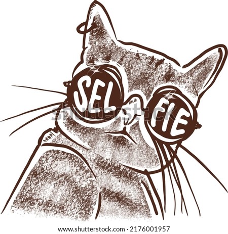 Illustration of a cute cat taking a selfie wearing sunglasses.
Suitable for cat lovers, printed on a t-shirt or sticker