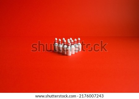 Centered photo of bowling pin and red background