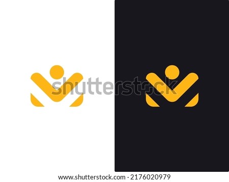 Vector logo letter V or M and people icon, golden shape and monochromatic one. Abstract emblem, design concept, logo, logotype element for template. Royalty-Free Stock Photo #2176020979