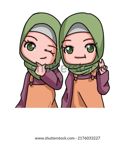 Cute Female Muslim Character. Vector Illustration