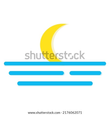 The moon and the sea. Vector illustration