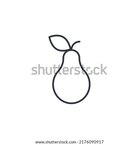 Pear with leaf line icon vector illustration. Fruit black stroke on white background isolated object. Simple silhouette healthy organic food