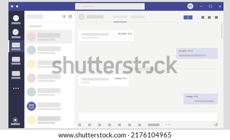 Microsoft teams icons. Microsoft teams and layout, Conference meeting and Team Meetup. Meeting with teams and individual calls. Teams Meeting icon and interface layout.  Royalty-Free Stock Photo #2176104965
